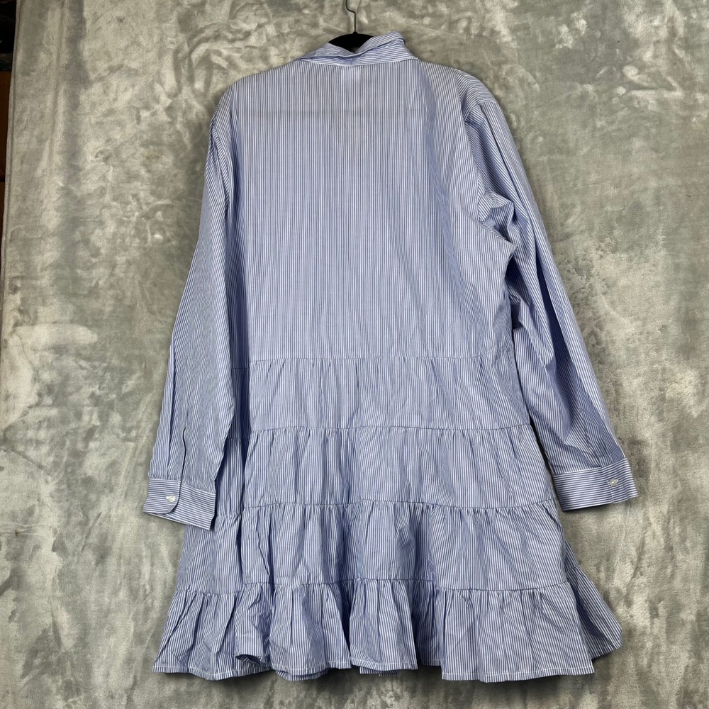 Sweet Magnolia Women Dress Blue White Stripe Tiered Ruffle Shirt Dress XXL - Picture 3 of 10